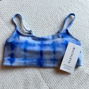 NWT Athleta Blue Acid Wash Tye Dye Swim Suit Bikini Top Size S D-DD